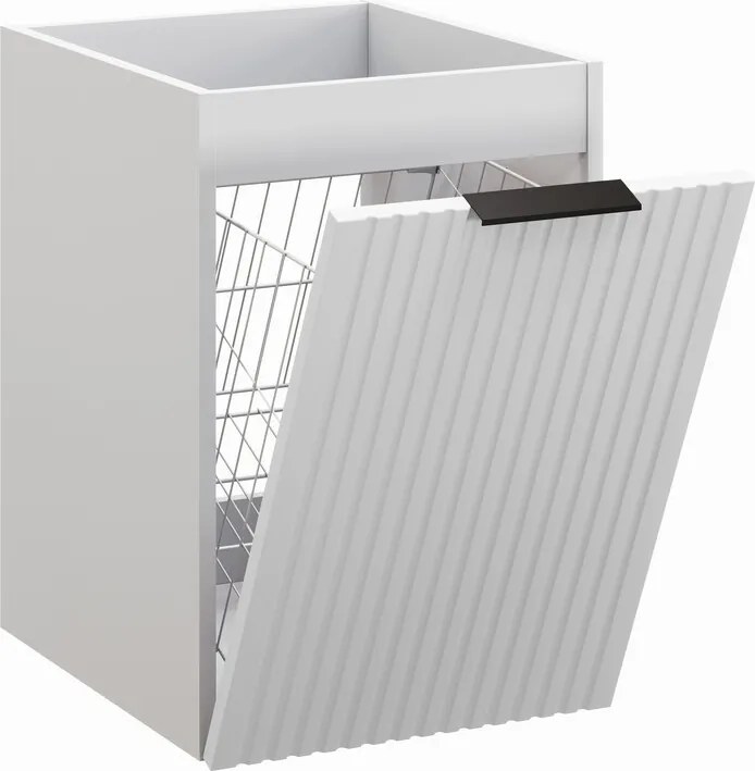 Závěsná skříňka pod umyvadlo Casad s deskou a košem na prádlo 100 cm bílá/dub wotan