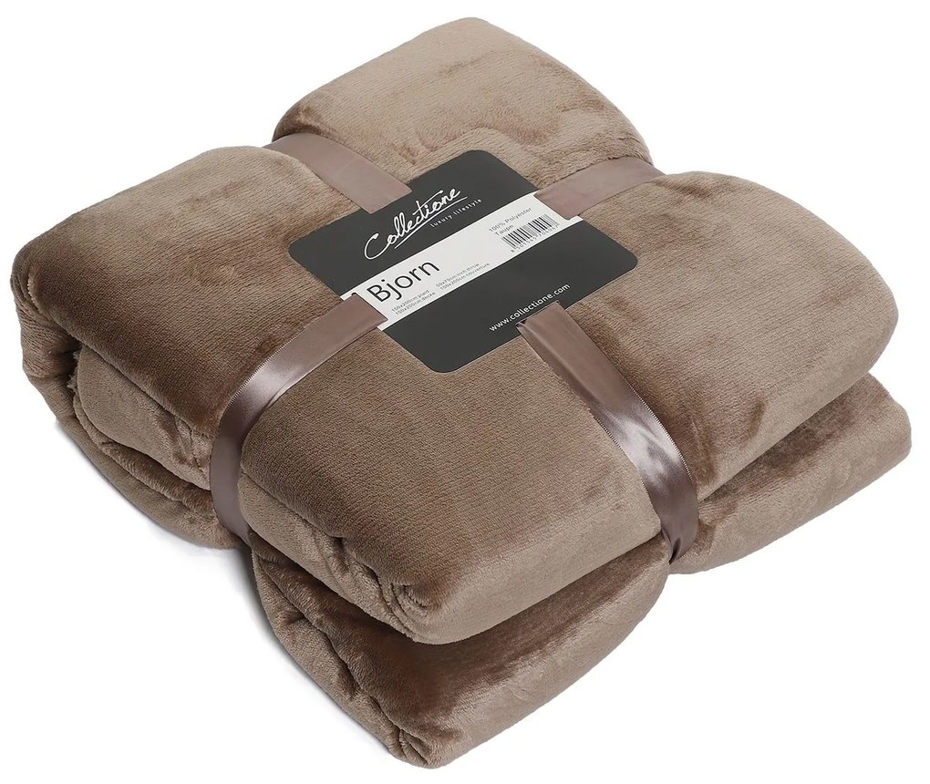 Béžový chlpatý pléd Denmark stone - 150 * 200 cm