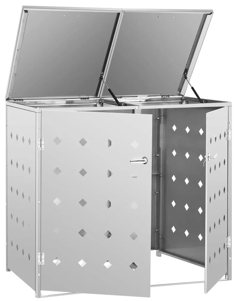 Dvojitý prístrešok na odpadkový kôš nehrdzavejúca oceľ 240 l