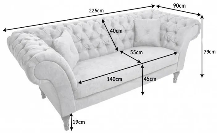Paris Chesterfield sedačka sivá