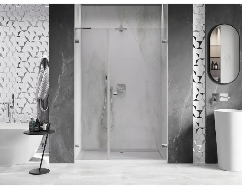 Mexen Lunar-B, L Otočné pravé sprchové dvere 120 cm, 8mm číre sklo, chrómový profil, 832SL-120-050-01-00-P