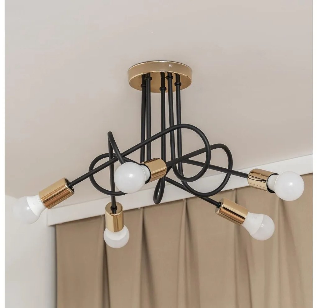 Prisadený luster OXFORD 5xE27/15W/230V zlatá/čierna