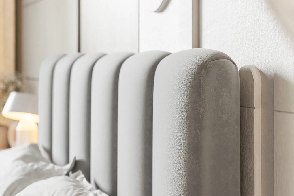 Čalúnená manželská posteľ s úložným priestorom SLIM 11 - krémovo-biela | 160×200