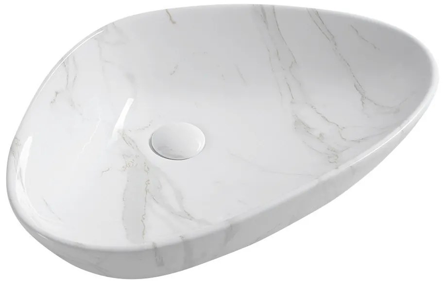 Sapho Sapho, DALMA keramické umývadlo na dosku 58,5x39 cm, imitácia kameňa-carrara, MM217