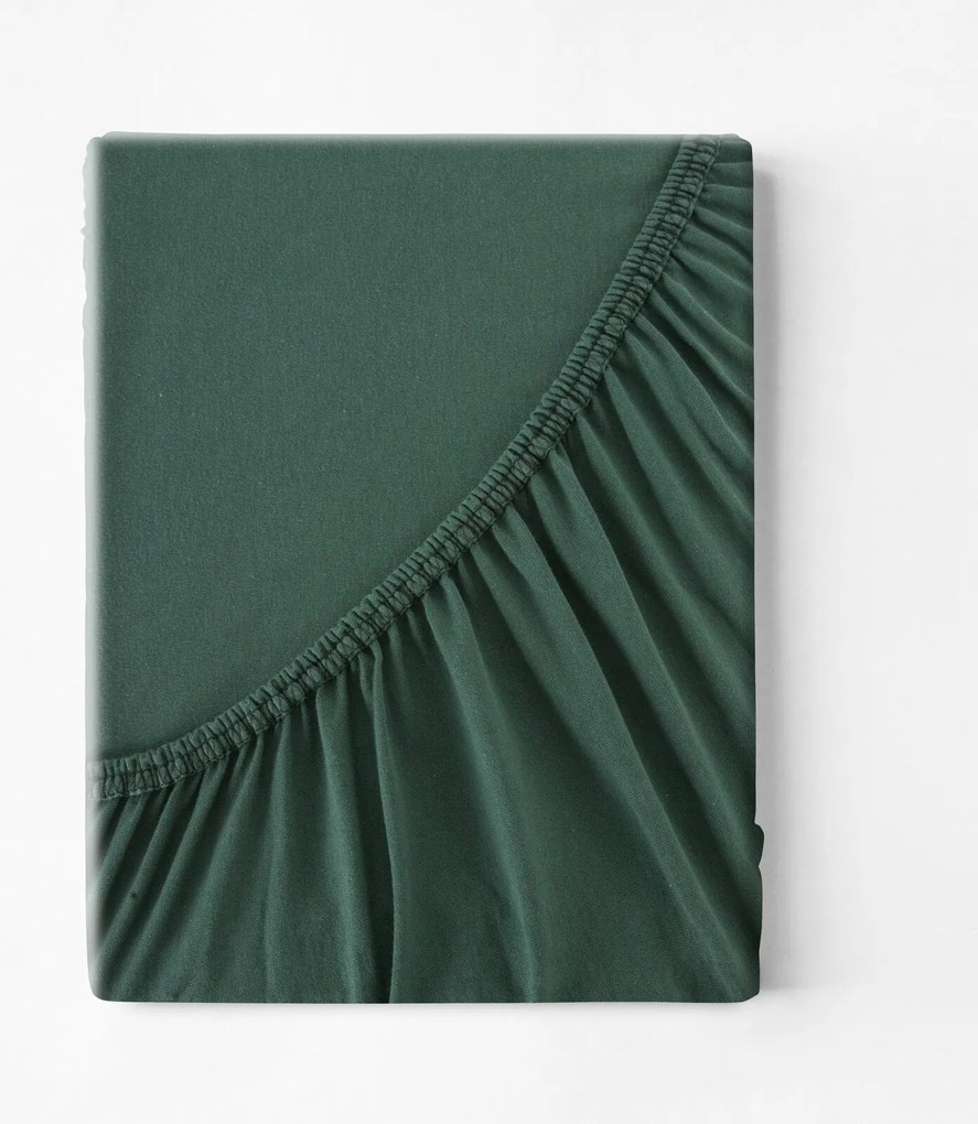 BAVLNENÉ PRESTIERADLO S GUMOU ADELA 180X200X25 CM TMAVOZELENÁ