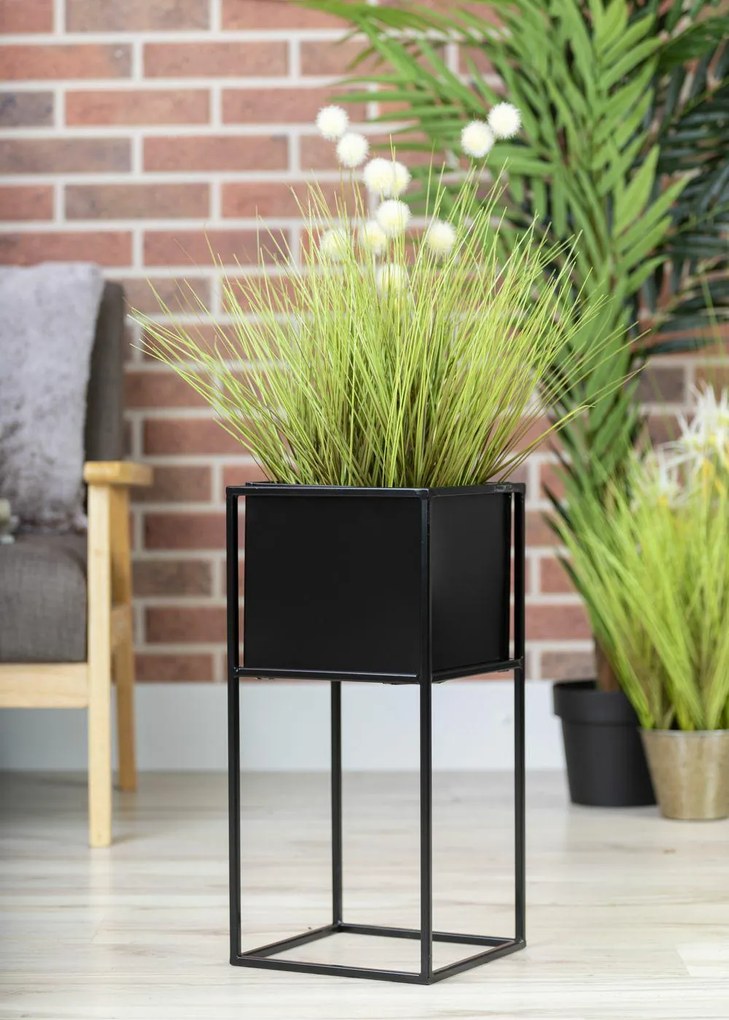 KOVOVÝ KVETINÁČ SO STOJANOM PLAIN 50X24 CM ČIERNA