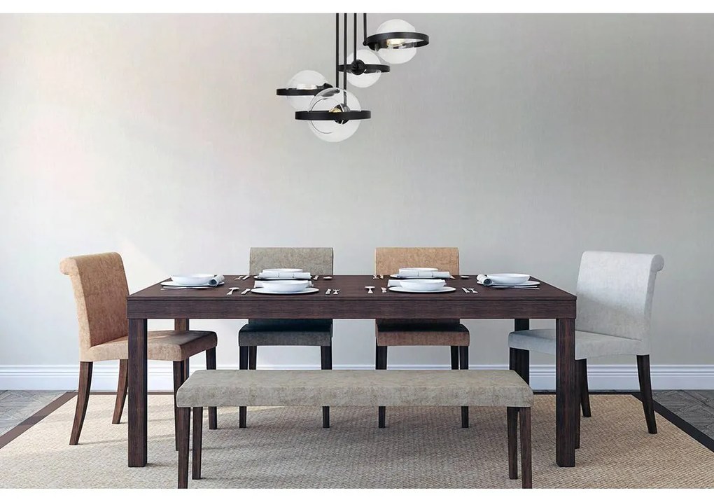 Stropné svietidlo Haga Ring, 4x transparentné sklenené tienidlo (výber z 3 farieb uchytenia)