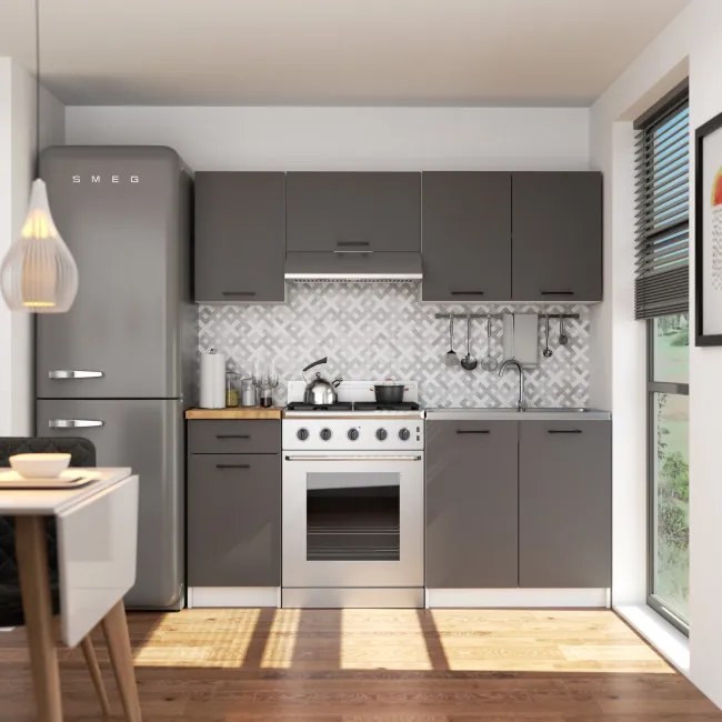 Horná kuchynská skrinka OLIWIA W80 H580 biela / grafitová / sivá