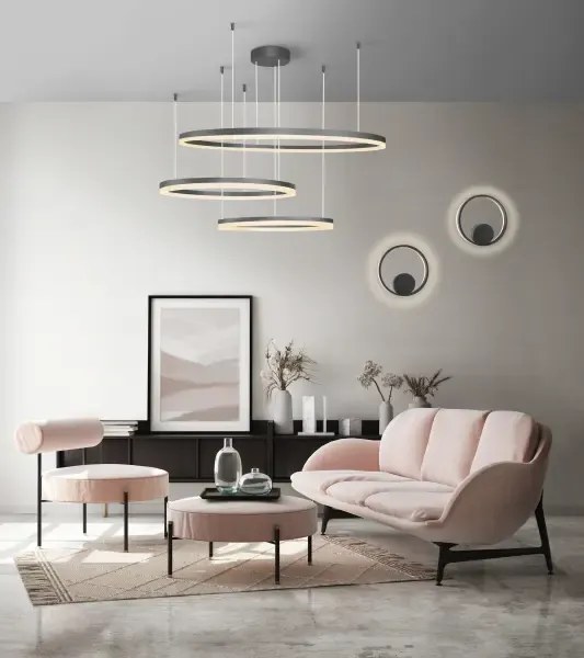 Moderný luster Halo 120+100+80 CCT čierna s diaľkovým ovládaním