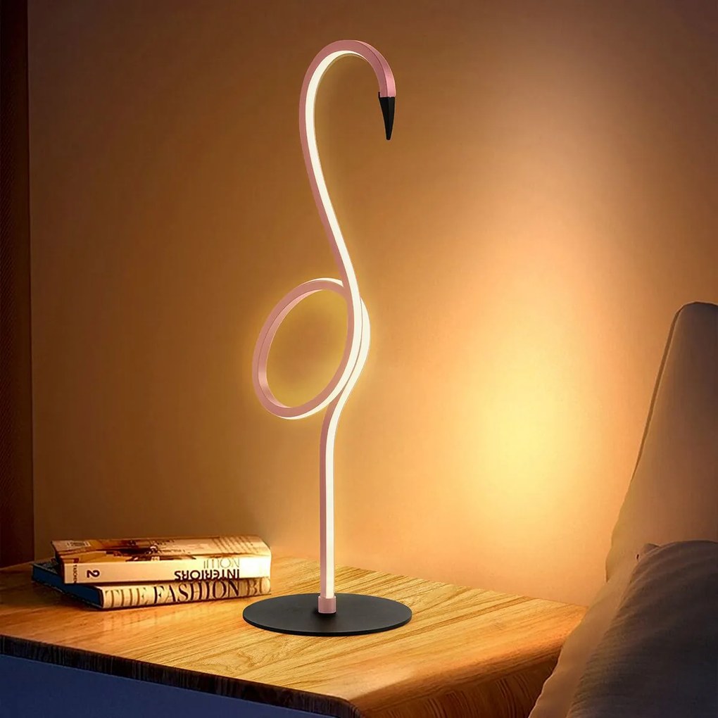 Stolná LED lampa Flamingo ružová – dizajnové osvetlenie