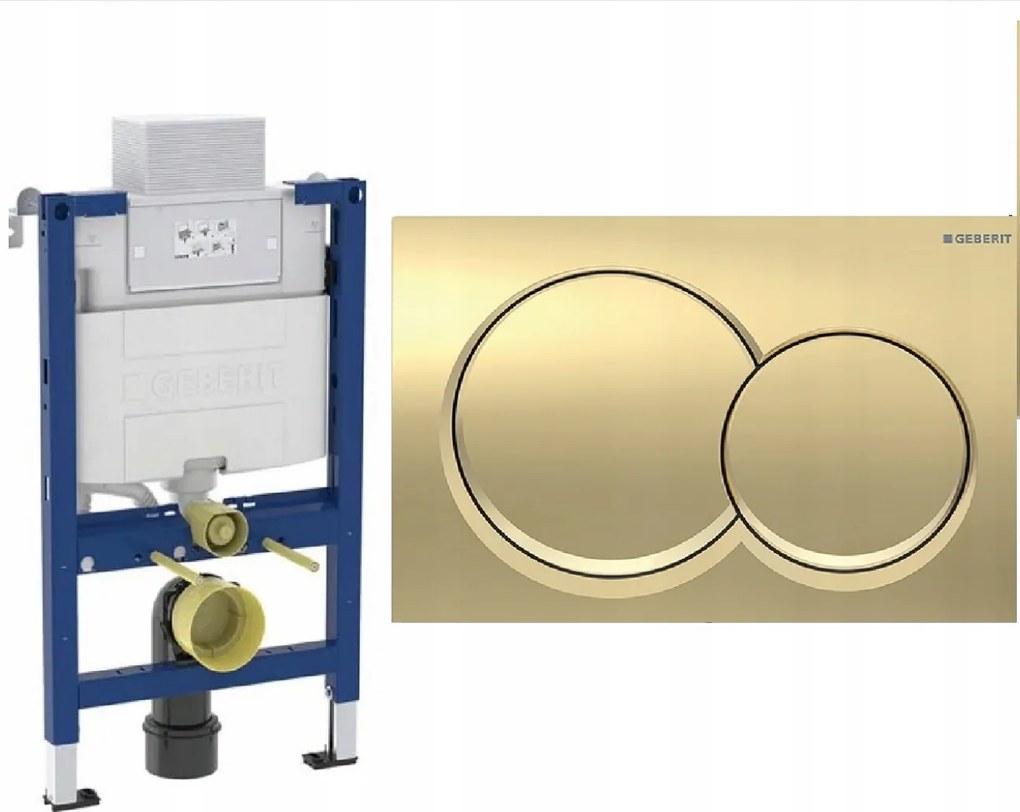 Geberit Rám na Wc Nízky H 98 cm so zlatým tlačidlom, okrúhle tlačidlá