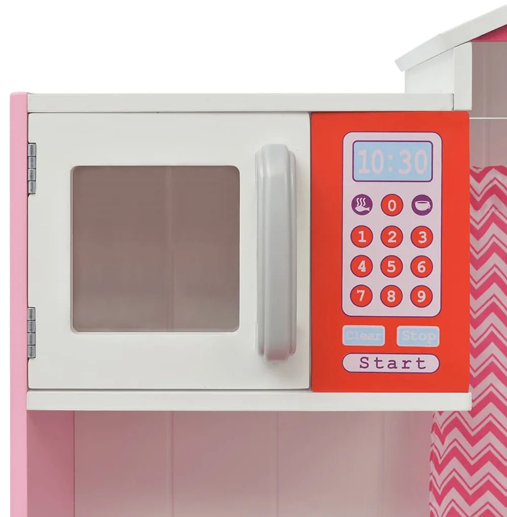 Drevená detská kuchynka, 82x30x100 cm, ružovo- biela