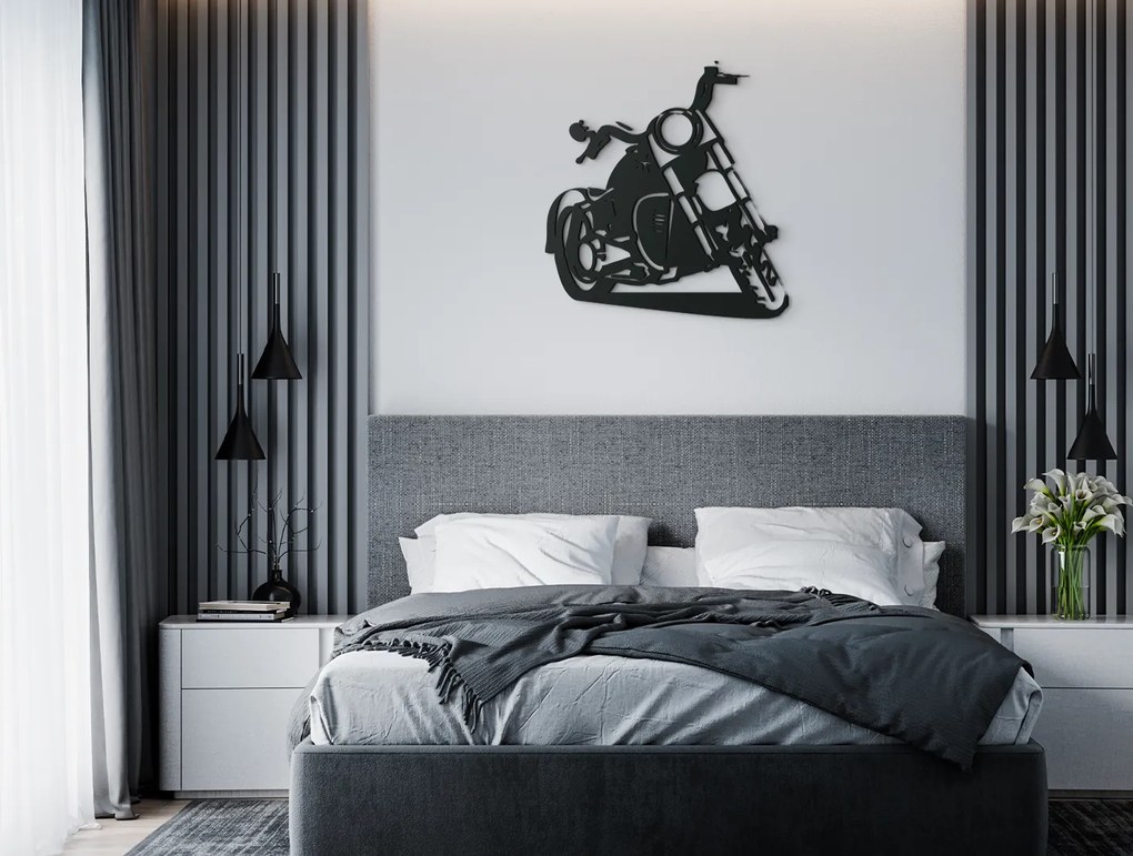 drevko Drevená nálepka na stenu Chopper Rozmer obrazu: 35,5 x 32,5 cm, Farba dekorácie: Čierna