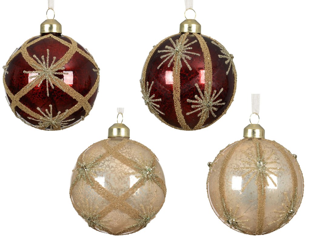 Sklenená guľa so vzorom - sada 2ks Variant: Bordové