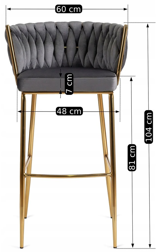 Barová stolička Flores 60 cm sivá/zlatá