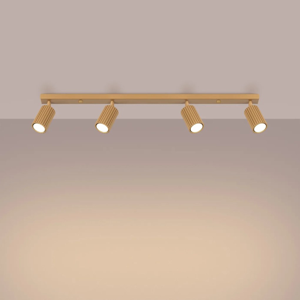 Bodové svietidlo Karbon, 4x zlaté kovové tienidlo, (možnosť polohovania)