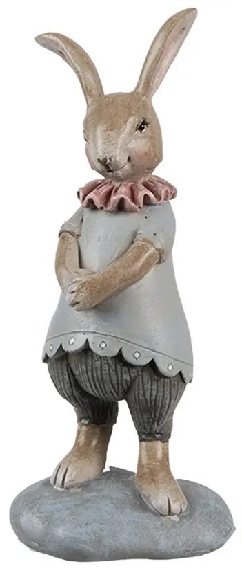 Dekorácia králičia žena v modrom obleku - 6*5*13 cm