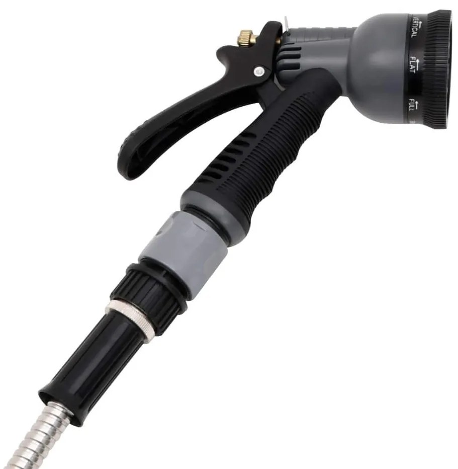 Záhradná hadica s tryskou, strieborná 0,6" 30 m, oceľ