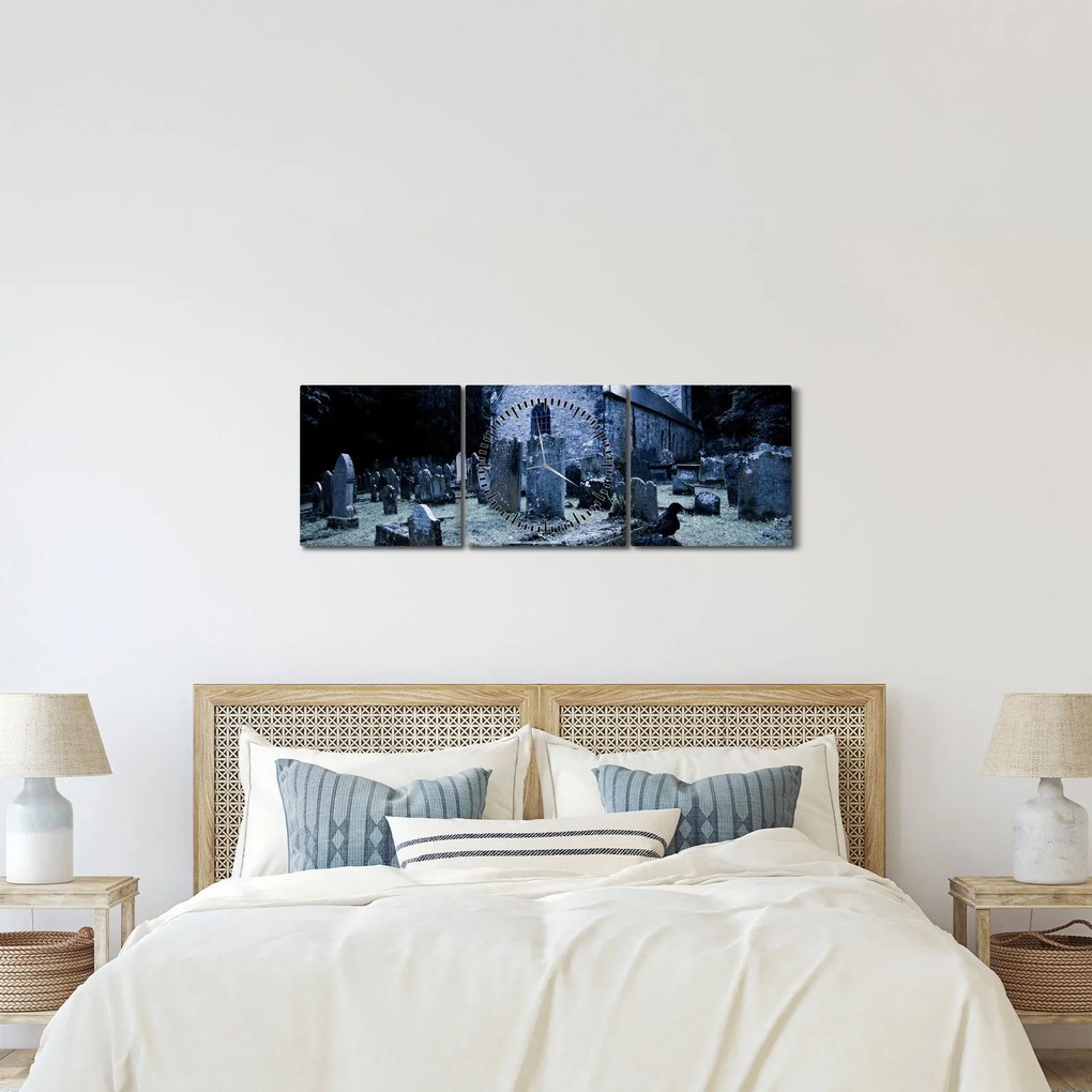Obraz - Temná noc (s hodinami) (90x30 cm)