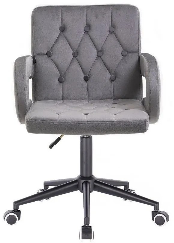 LuxuryForm DESIGN Stolička BOSTON VELUR na čiernej podstave s kolieskami - sivá