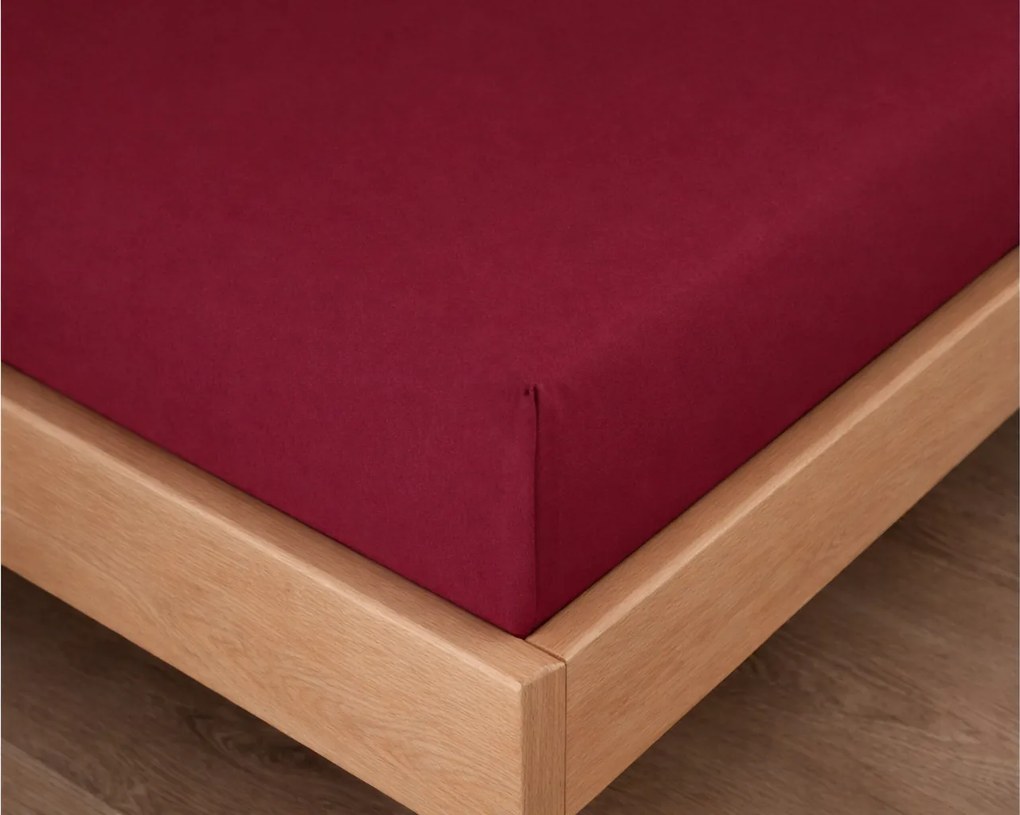 Kvalitex Luxusné bavlnené JERSEY prestieradlo s lycrou 220x200 cm - vínová