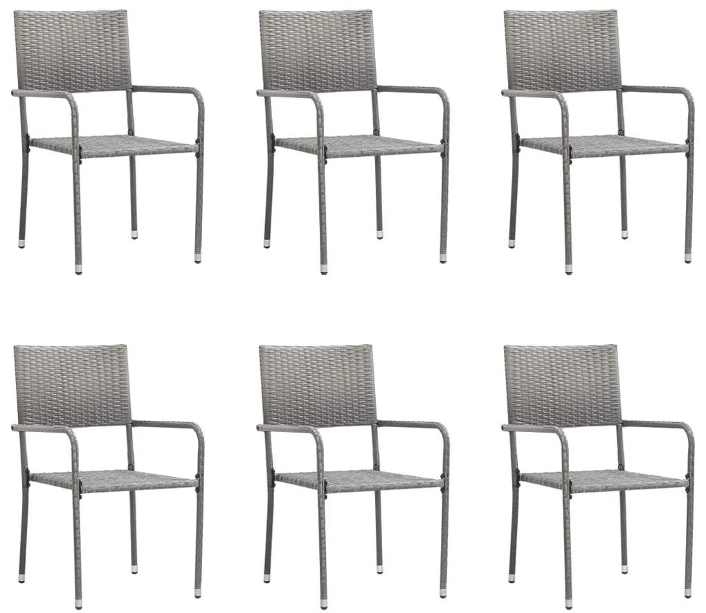 Vonkajšie jedálenské stoličky 6 ks, polyratan, antracitové