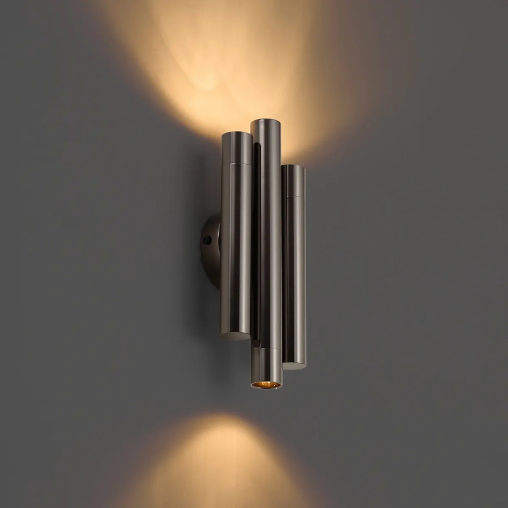 Retro nástenná lampa antracitová 3-svetelná - Pipes