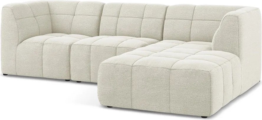 Béžová rohová pohovka z textílie buklé (pravý roh/s leňoškou) Aloha – Makamii