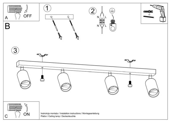Sollux SL.1042 - Bodové svietidlo BERG 4xGU10/40W/230V