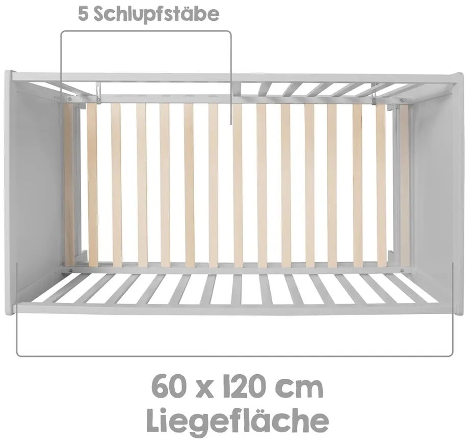 Svetlosivá postieľka 60x120 cm – Roba
