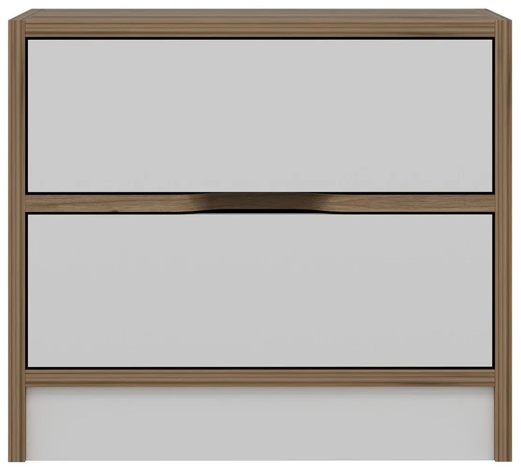 Nočný stolík Erich (orech + biela) . Akcia -21%. Vlastná spoľahlivá doprava až k Vám domov. 1102094