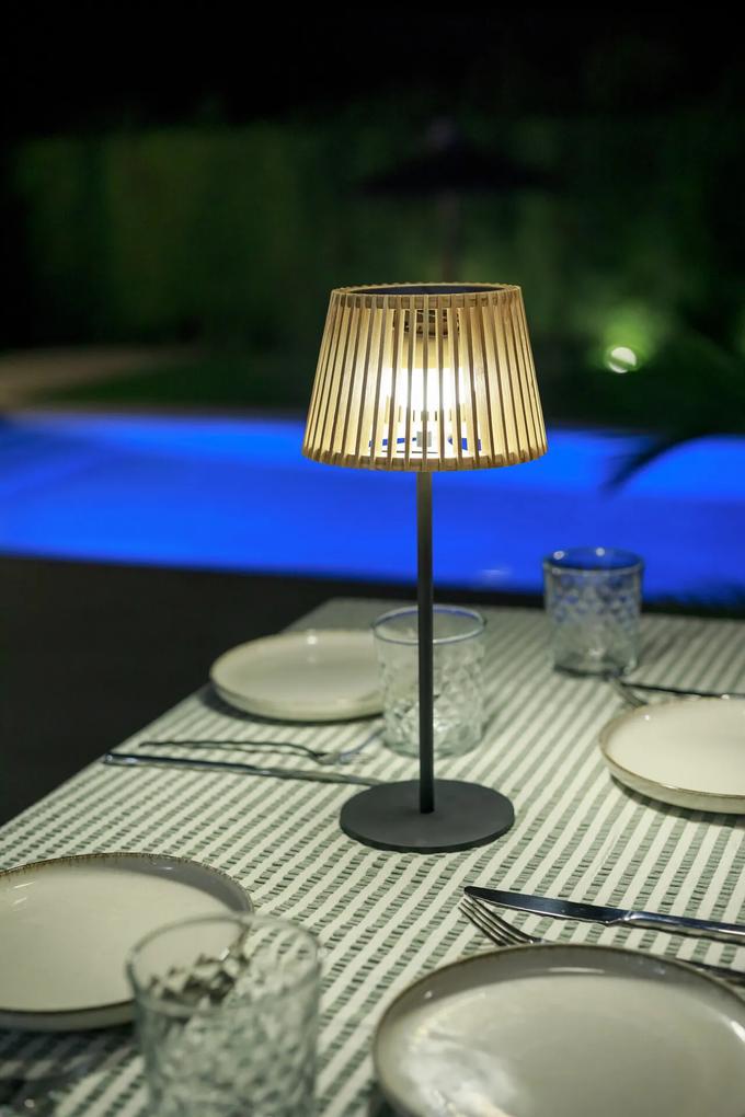 Bambusová stolová lampa Okinawa, solárna – prírodná