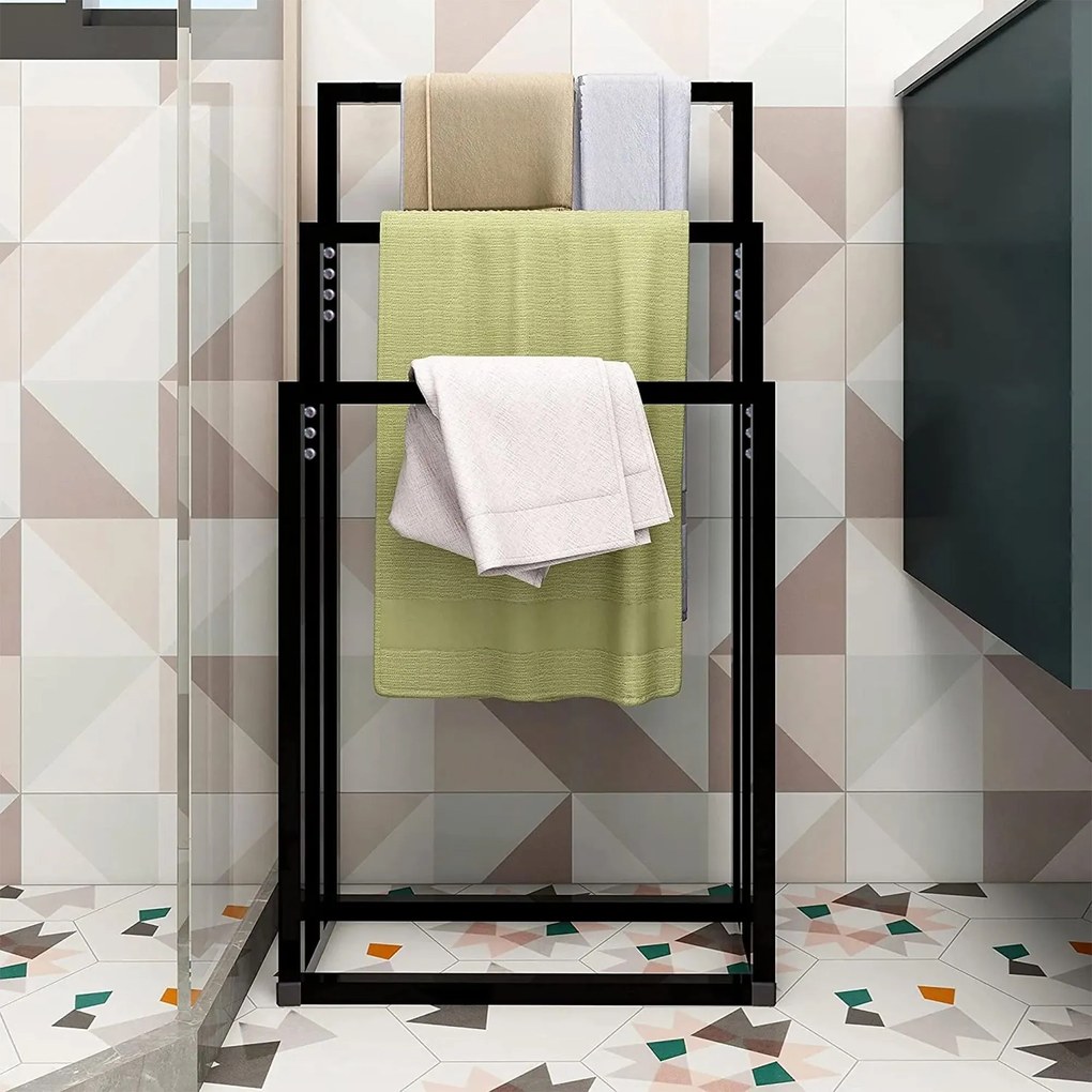 Tutumi Tutumi, 3-ramenný kovový stojan na uteráky 600x260x1000 mm 391840, čierna matná, HOM-01003