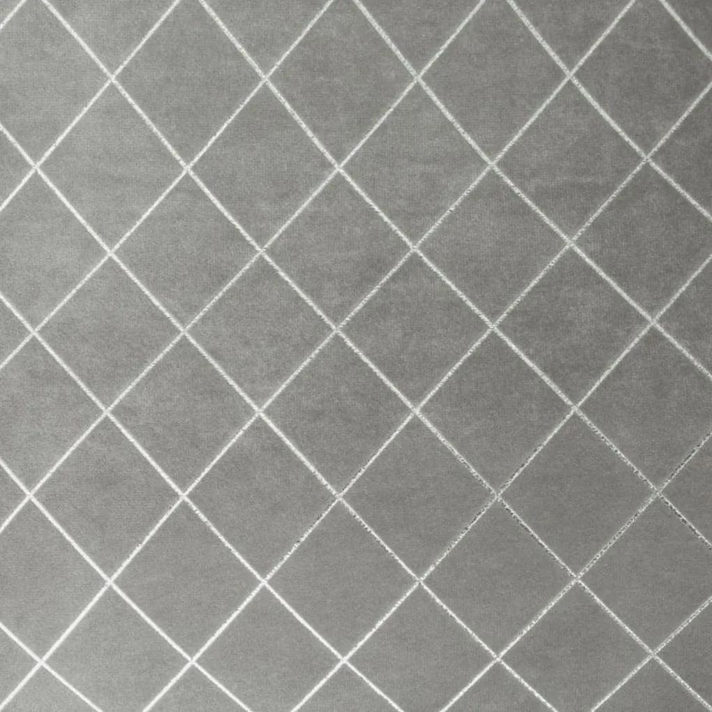 Zamatový jednofarebný záves s geometrickým motívom sivej farby 140 x 250 cm