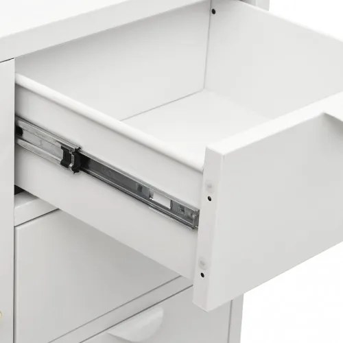 vidaXL Komoda biela 75x35x70 cm oceľ a tvrdené sklo-