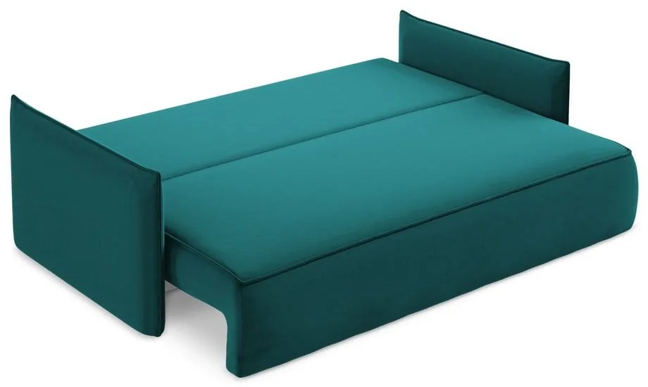 Tyrkysovomodrá zamatová rozkladacia/s úložným priestorom pohovka 225 cm Hula – Makamii