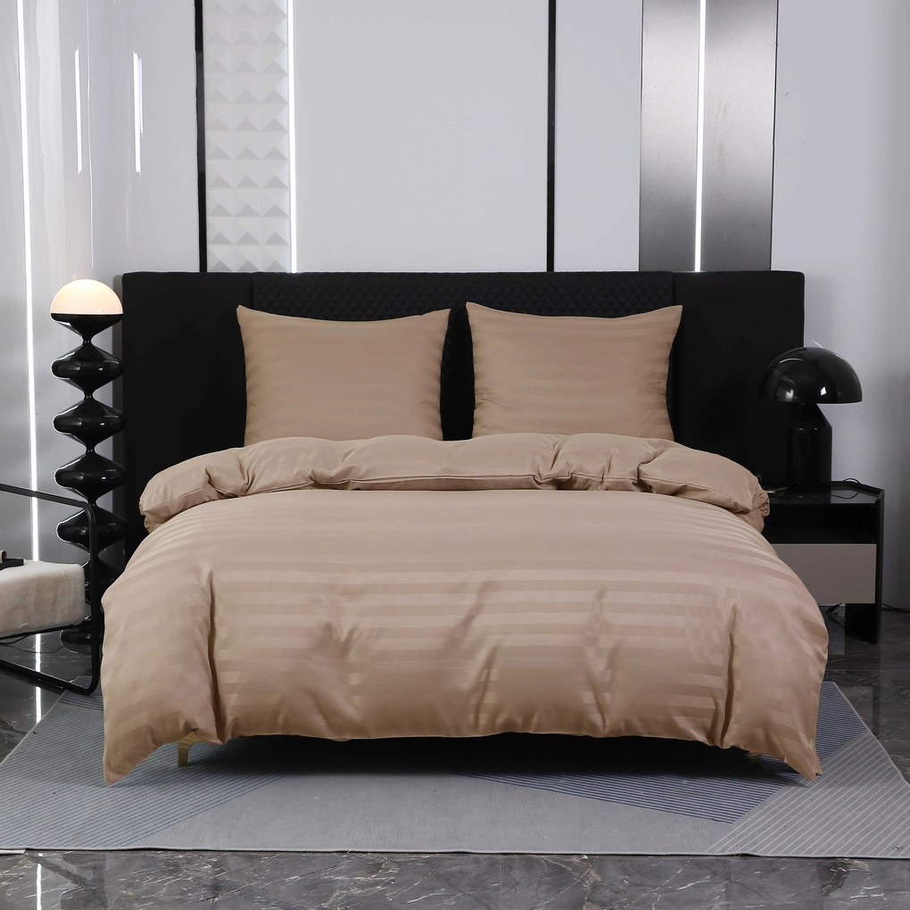 Hotelové obliečky z mikrovlákna JASMINE béžové - prúžok 2 cm Rozmer obliečok: 2 ks 70 x 90 cm | 200 x 220 cm