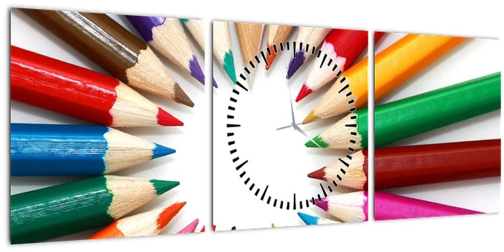 Obraz ceruziek (s hodinami) (90x30 cm)
