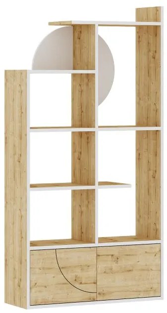 Moderná knižnica Houseland Half zafírový dub/biela