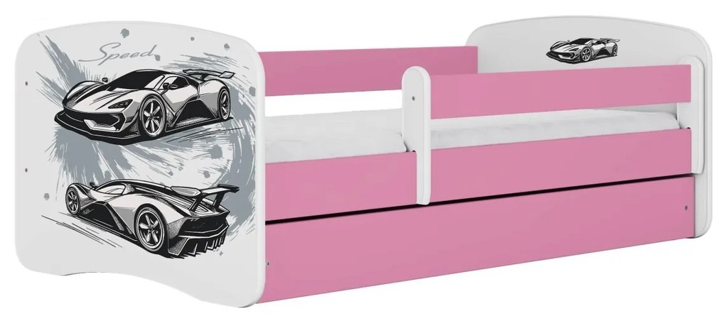 Detská posteľ Babydreams pretekárske auto ružová