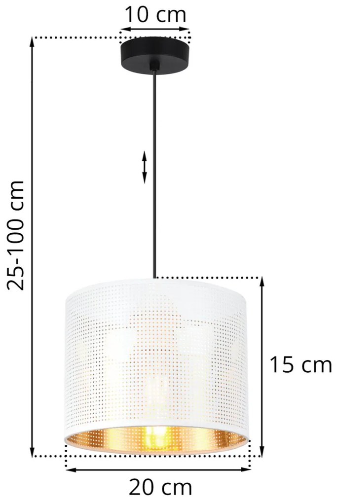 Závesné svietidlo Asti0, 1x biele PVC tienidlo, (fi 20cm), g, b