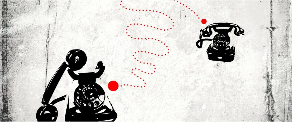 Obraz - Kresba telefónu na štýl Banksyho (120x50 cm)