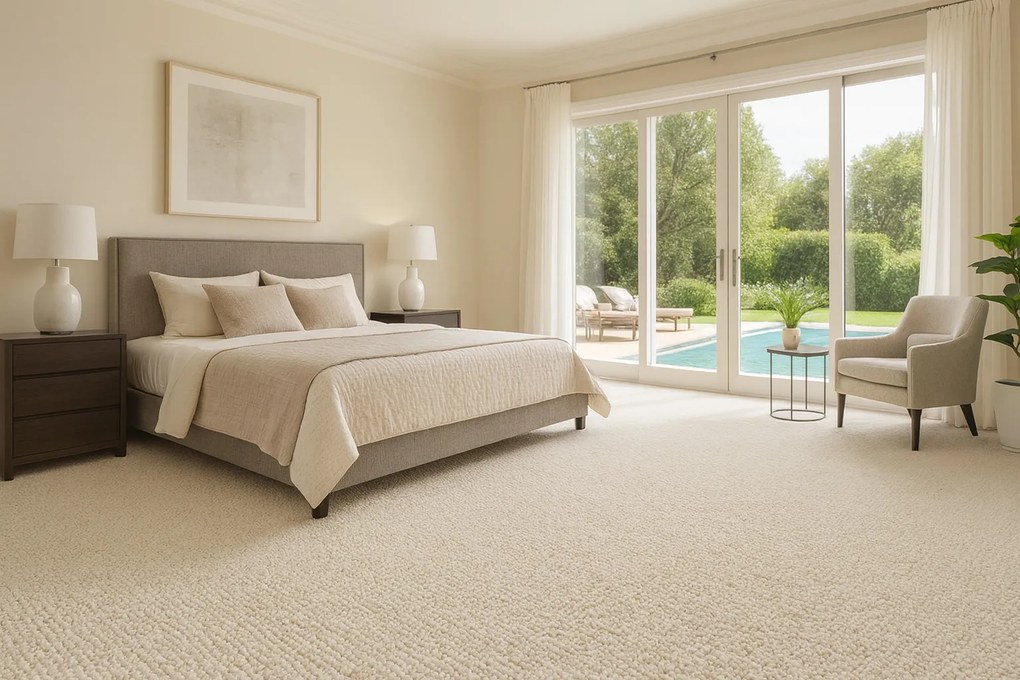 Koberec metráž Alfawool 86 biely, na mieru, šíře 4m,5m, béžová, ab (mriežka), obývacia izba, Avanti