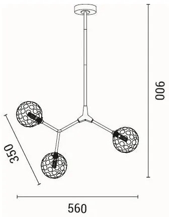 Luster na tyči 3xG9/15W/230V šedá
