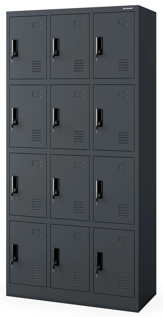 Kovová BHP desiatová skrinka MARCIN, 900 x 1850 x 400 mm, antracitová
