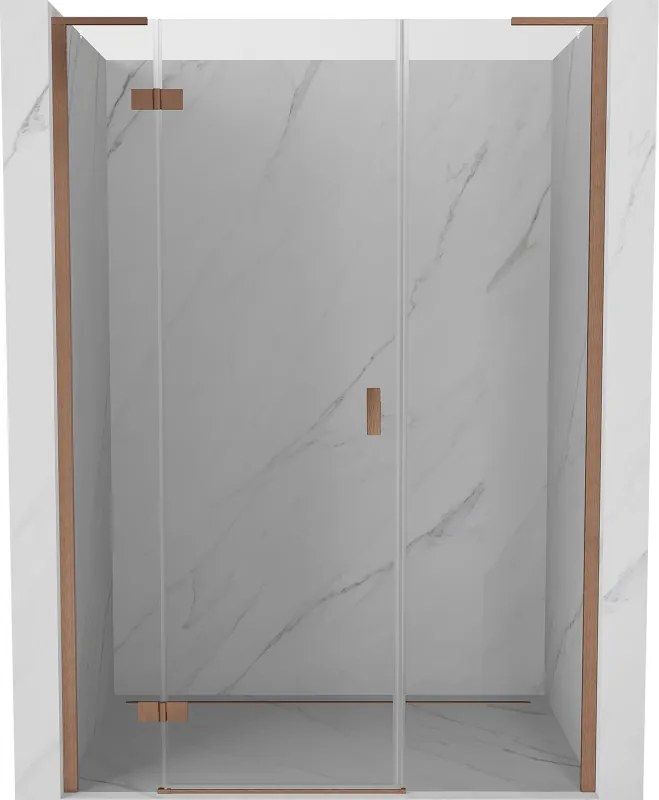 Mexen Mist-H L, 1-krídlové sprchové dvere ľavé 140 cm, číre sklo, medený matný profil, 8A5L-140-001-65-00-L