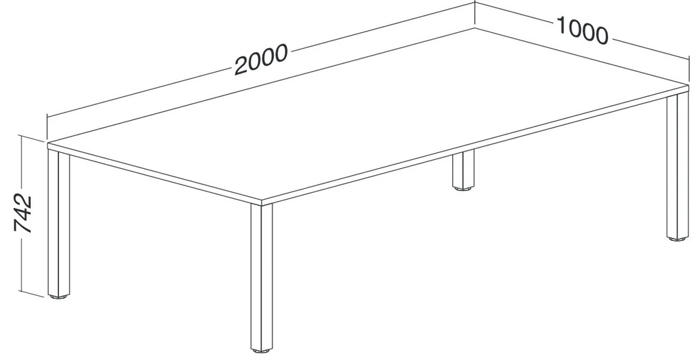 Konferenčný stôl ProOffice 100 x 200 x 74,2 cm, buk