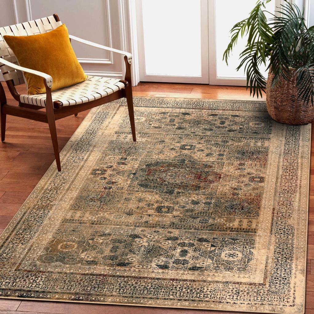 Vlnený koberec OMEGA MAMLUK Rozeta vintage krémová Veľkosť: 200x300 cm
