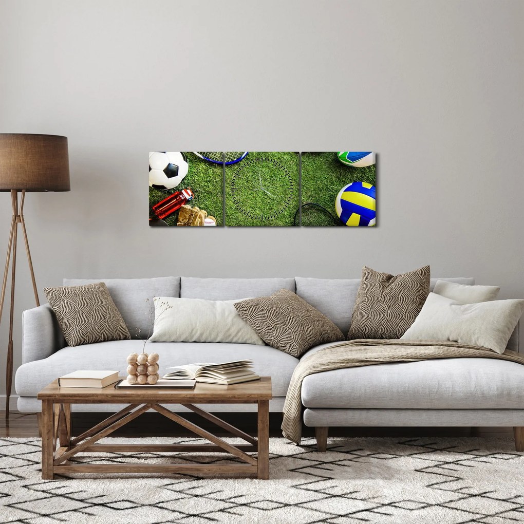 Obraz - Šport (s hodinami) (90x30 cm)