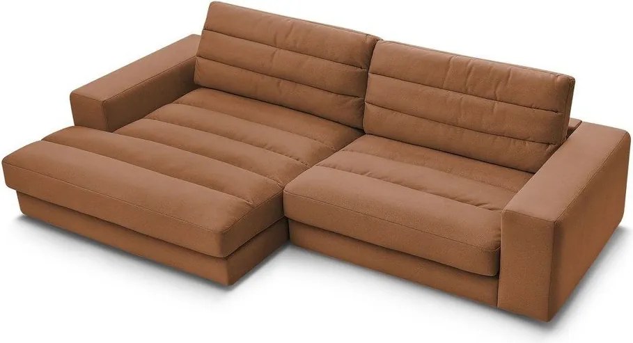 Oranžová zamatová rohová pohovka (ľavý roh/s leňoškou) Sierra – Bobochic Paris